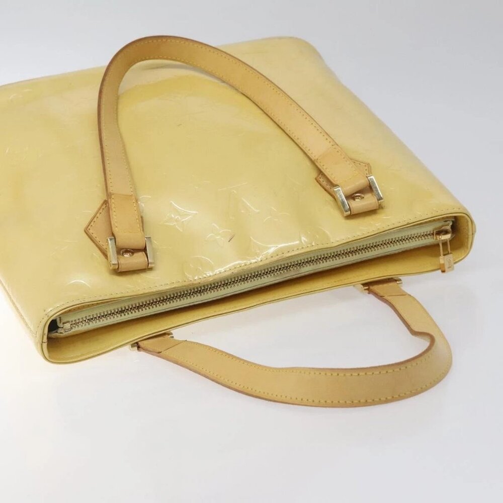 LOUIS VUITTON Monogram Vernis Houston Hand Bag Lime Yellow LV Auth - Picture 7 of 16